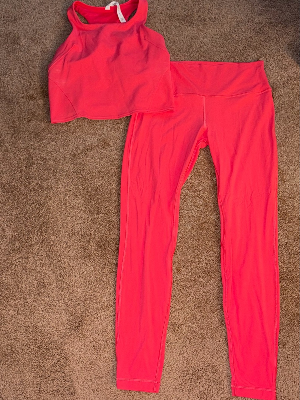 Women's Lululemon Coral High-Waist Active Leggings & Cropped Tank Set